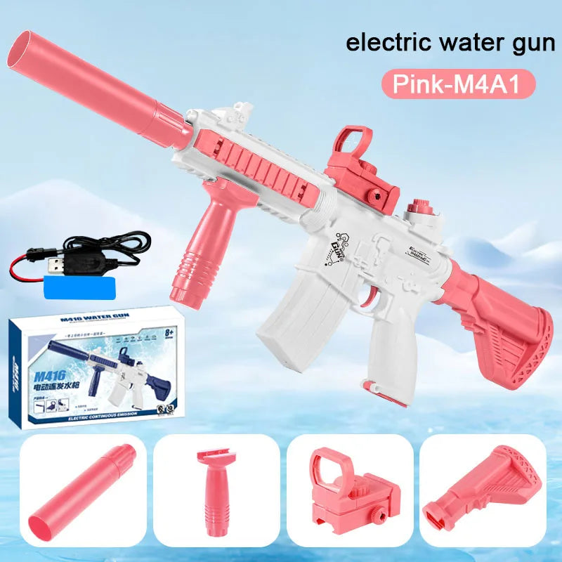Electric Water Gun M416 Shooting Toy 280ML Shoot Beach Outdoor Fun Toy Children Boy Girl Adults Gift With Expanding Storage Tank