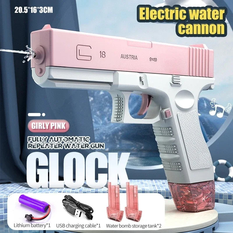 New Electric Glock Pistol 2025 Water Gun Toy Spray Water Children's Play Water Fighting Tool Automatic Splashing Water Bath Toy
