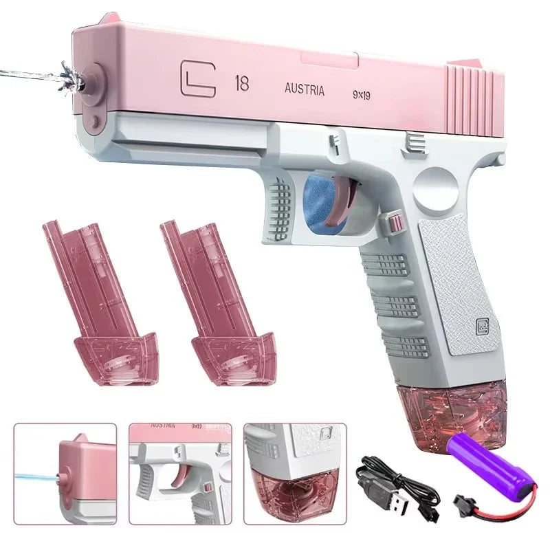 New Electric Glock Pistol 2025 Water Gun Toy Spray Water Children's Play Water Fighting Tool Automatic Splashing Water Bath Toy